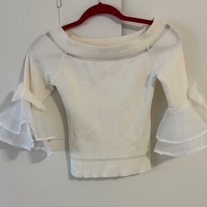 Valentino Cream Ruffle Sleeve Blouse